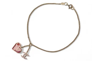 Chanel Bangle/Chain Bracelet CC/Heart Pink/Gold 05 - Picture 1 of 5