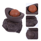  Purple Clay Toad Tea Pet Ornament Pottery Decor Kungfu Tray