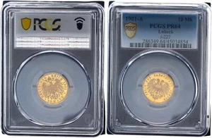 Lübeck 10 Mark 1901-A J.227 Gold PCGS PR64 - Polished Plate 120283 - Picture 1 of 1