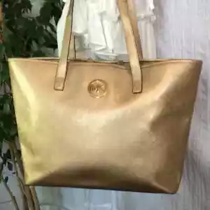 MICHAEL KORS Jet Set Large Metallic Gold Leder Tote Bag mit Gold Hardware - Bild 1 von 15