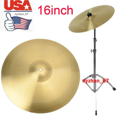 US Profession Copper 16" Thin Crash Cymbal for Drum Gold Percussion Accessories - Image 1 of 4