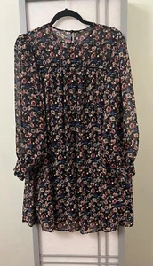 ZARA Medium Long Sheer Sleeves Floral Flowy Dress Boho A-Line Lined Bohemian - Picture 1 of 13