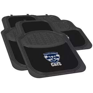 84708 GEELONG CATS AFL TEAM LOGO SET OF 4 CAR FLOOR MATS FOR MOTOR VEHICLE - Foto 1 di 2