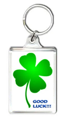 CLOVER FOUR LEAVES GOOD LUCK KEYRING LLAVERO BUENA SUERTE