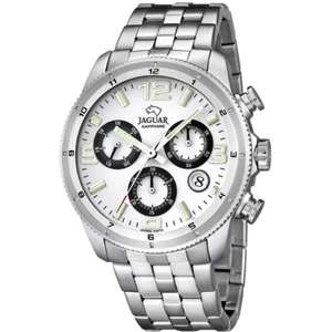 JAGUAR J687 4 WHITE CHRONOGRAPH WATCH MINERAL STEEL ORIGINAL MEN'S WATCH - Picture 1 of 5