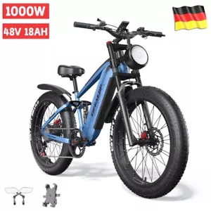 1000W Elektrofahrrad 26 Zoll E-Bike für Erwachsene, 48V18Ah Akku, 32mph Vollgefe - Bild 1 von 12