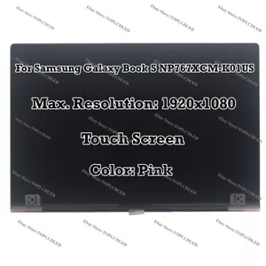 Pink Samsung Galaxy Book S NP767XCM 13.3" FHD LCD Touch Screen Assembly Complete - Picture 1 of 8
