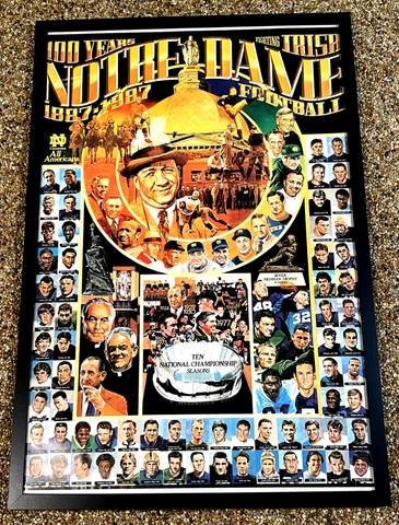 Notre Dame 100 years football poster - 24" x 36" framed (plastic) Cover