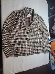CATO Women's Houndstooth Blazer Jacket Browns Size XL One button (#213) - Picture 1 of 12