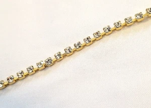 Goldfarbenes Zirkonia Tennis Armband 7,25" Antik Zart Hochzeit Vintage Markenlos - Bild 1 von 12