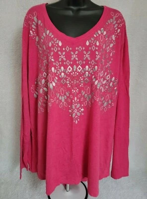 Just My Size Womens Shirt Top Blouse Size 5X 30W/32W Pink Gray Silver NEW - Image 1 of 4