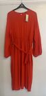 NEW SIZE 20 Red TU - Textured Stretch Flowy Belted Dress Plus Size Wedding Guest