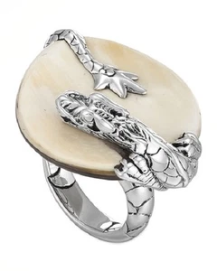 NWT John Hardy Naga White Horn and Sterling Silver Dragon Ring - Picture 1 of 5