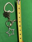 COACH Hangtag Gold Tone Metals tar Flower and Heart Keychain