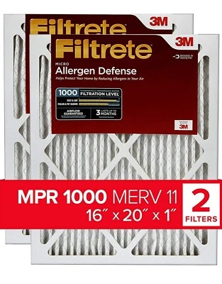Filtrete MPR 1000 16x20x1 AC Furnace Air Filter, Micro Allergen Defense, 2-Pack - Image 1 of 3