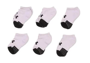 Under Armour ESF17464 6-Pack Little Kid's Ankle Socks White/Grey Size MD - Picture 1 of 3