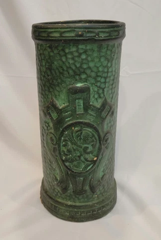 Vintage Green Majolica Umbrella Stand - Made in Spain Cover