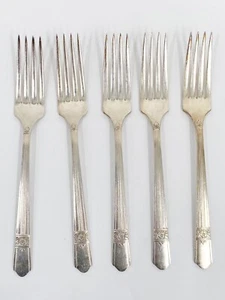 5 Pc Fork Simeon L & George H Rogers Co Oneida LTD. Silver Rose Silverplated - Picture 1 of 5