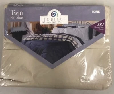 Sábana plana doble 50 % algodón 50 % poliéster por Jubilee 180 hilos travertino Foto 1 de 4