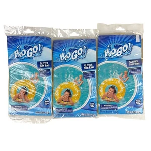 Gold Glitter Swim Ring 31.5 inch 3-Pack Ages 10 and Up - Picture 1 of 3