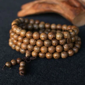 Wooden Wenge Beads Tibetan Buddhist Rosary Mala Bracelet Buddha Prayer Beads - Picture 1 of 15