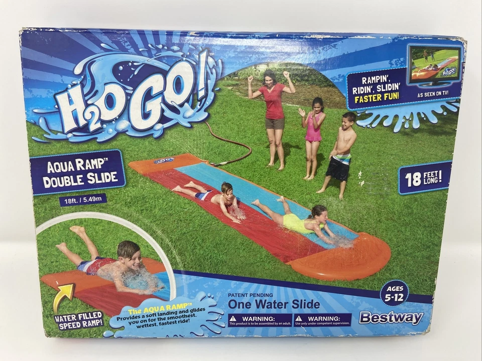 Bestway H2O GO Double Aqua Ramp Water Slide 18’ Long Summer Cool Fun New! - Image 1 of 1