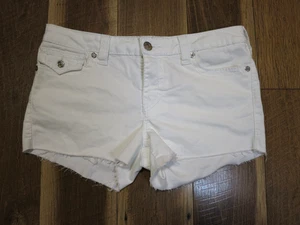True Religion Women's White Joey Cut-Off Low Rise Denim Jean Shorts Sz 32 - Picture 1 of 13