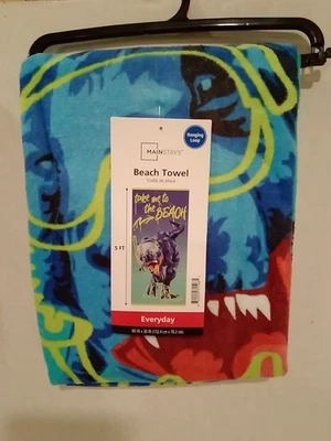 Toalla de playa Mainstays Blue Snorkle Dino 60X30 pulgadas Foto 1 de 4