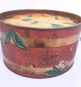 Vintage Tin Wooden Barrel Of Oranges The Silver Crane Company Cake Cookie Tin - Picture 1 of 8