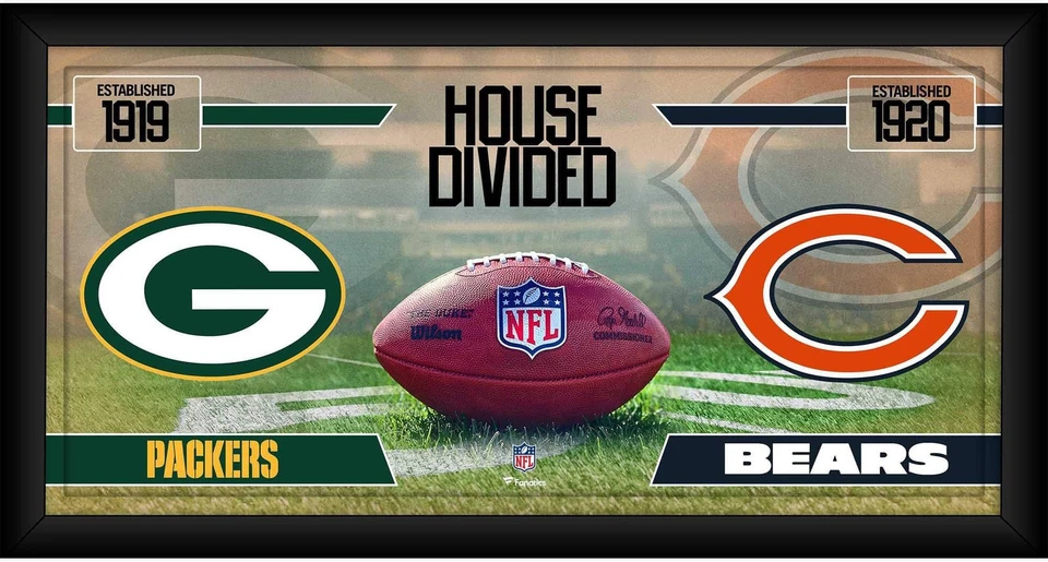 Green Bay Packers vs Chicago Bears Frmd 10" x 20" Casa Dividida Collage de Fútbol Foto 1 de 1