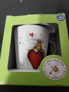 Taza Royal Worcester Clare Mackie Crazy Cat San Valentín Nueva - Imagen 1 de 4