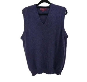 Brook Taverner Mens Knit Vest Sweater M 100% Cashmere Navy Blue Eclectic Grandpa - Picture 1 of 6