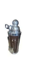 Godinger Silver Art Co TEE TIME Cocktail Martini Shaker Bar Werkzeug Set Golftasche - Bild 1 von 5