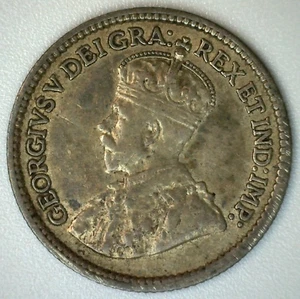 1917 Canadian Silver 5 Cents Coin George V Canada Type Coin Fine Circulated 5c - Picture 1 of 2
