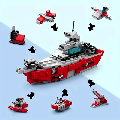 Nuevo conjunto de bloques de construcción de acorazados militares--¡ladrillos de tamaño estándar! Buque de guerra Navy Foto 1 de 4