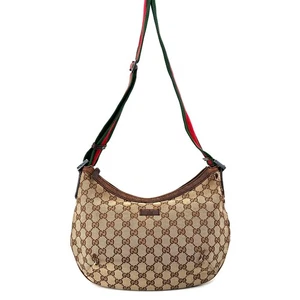 Vintage Gucci GG Canvas Sherry line Half Moon Crescent Shoulder Bag Beige Auth - Picture 1 of 18