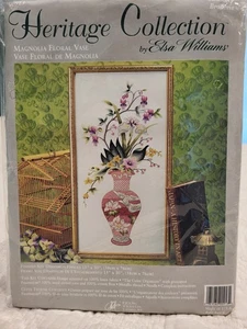 MAGNOLIA FLORAL VASE Elsa Williams Heritage Collection Stitchery Kit #00913 NOS - Picture 1 of 8