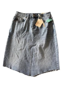KanCan Women's High Waist Denim Midi Skirt Frayed Hem Light Wash Size 27 - Picture 1 of 1