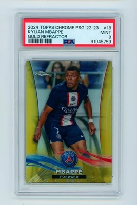 2024 Kylian Mbappe Topps Chrome Team Set Gold Refractor PSG Card 4/10 PSA 9 - Image 1 of 3