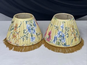 De Colección Par 2 Tonos de Lámpara de Mesa Boudoir 10" Floral Azul Rosa Amarillo Flecos Uno Deslizable - Imagen 1 de 23