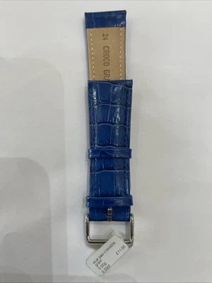 СОВЕРШЕННО НОВЫЙ ИЗ НАТУРАЛЬНОЙ СИНЕЙ КОЖИ CROC CONDOR ЧАСЫ РЕМЕНЬ 24 мм - Изображение 1 из 4