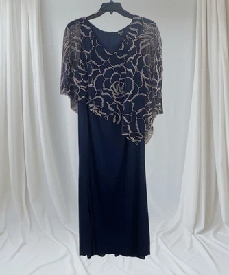 SL Fashions Popover Cuello en V Brillo Floral con Capa Asimétrica Talla 16W $159 Nuevo con Etiquetas Foto 1 de 4