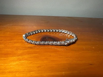 1/10 CT T.W. Diamond Vintage Style Alternating Bracelet in Sterling Silver 7.25" - Image 1 of 3