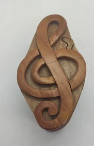 Solid Wood Musical Note Treble Clef Puzzle Secret Trinket Box - Picture 1 of 8