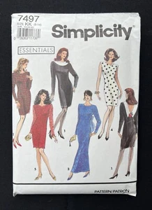 Simplicity 7497 Misses Dress w/Back Variations Vintage 1991 Pattern sz 8-14 Cut - Picture 1 of 2