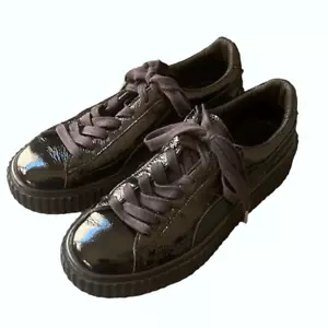 Puma Fenty by Rihanna Womens Patent Creeper Low Top Platform Sneakers Black Sz 9 - Picture 1 of 8
