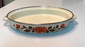 Cazuela vintage años 70 Moneta esmaltada flor ovalada - sin tapa - Imagen 1 de 8