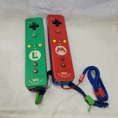 Mario & Luigi Nintendo Wii Controllers W/Straps, No Backs - READ CONDITION - Image 1 of 4