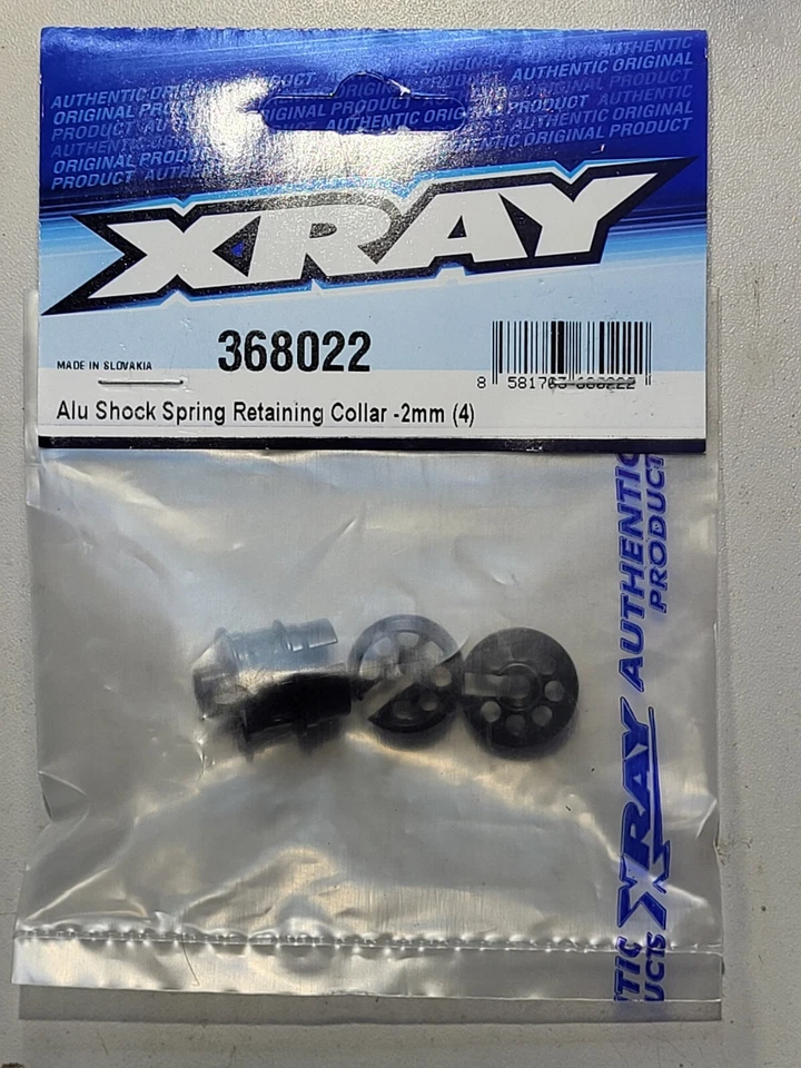XRA368022  XRAY XB2 BLACK ALUMINUM SHOCK SPRING RETAINING  COLLAR (4) PERCH -2MM - Image 1 of 1