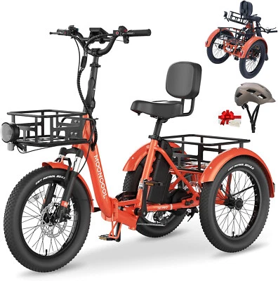 NAIZEA 20'' Fat Tire Folding Electric Tricycle for Adult 750W 6 Speed Trike Bike - Image 1 of 4
